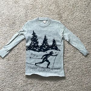 J. Crew XS skiing winter graphic sweater navy gray